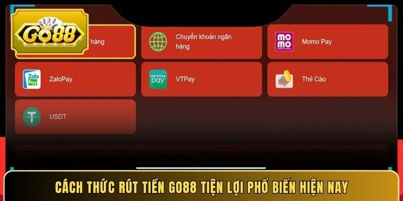 Cách thức rút tiền Go88 tiện lợi phổ biến hiện nay
